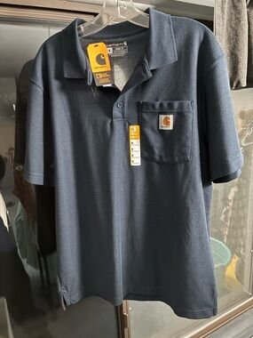Carhartt Men’s Dark Navy Short-Sleeve Pocket Polo